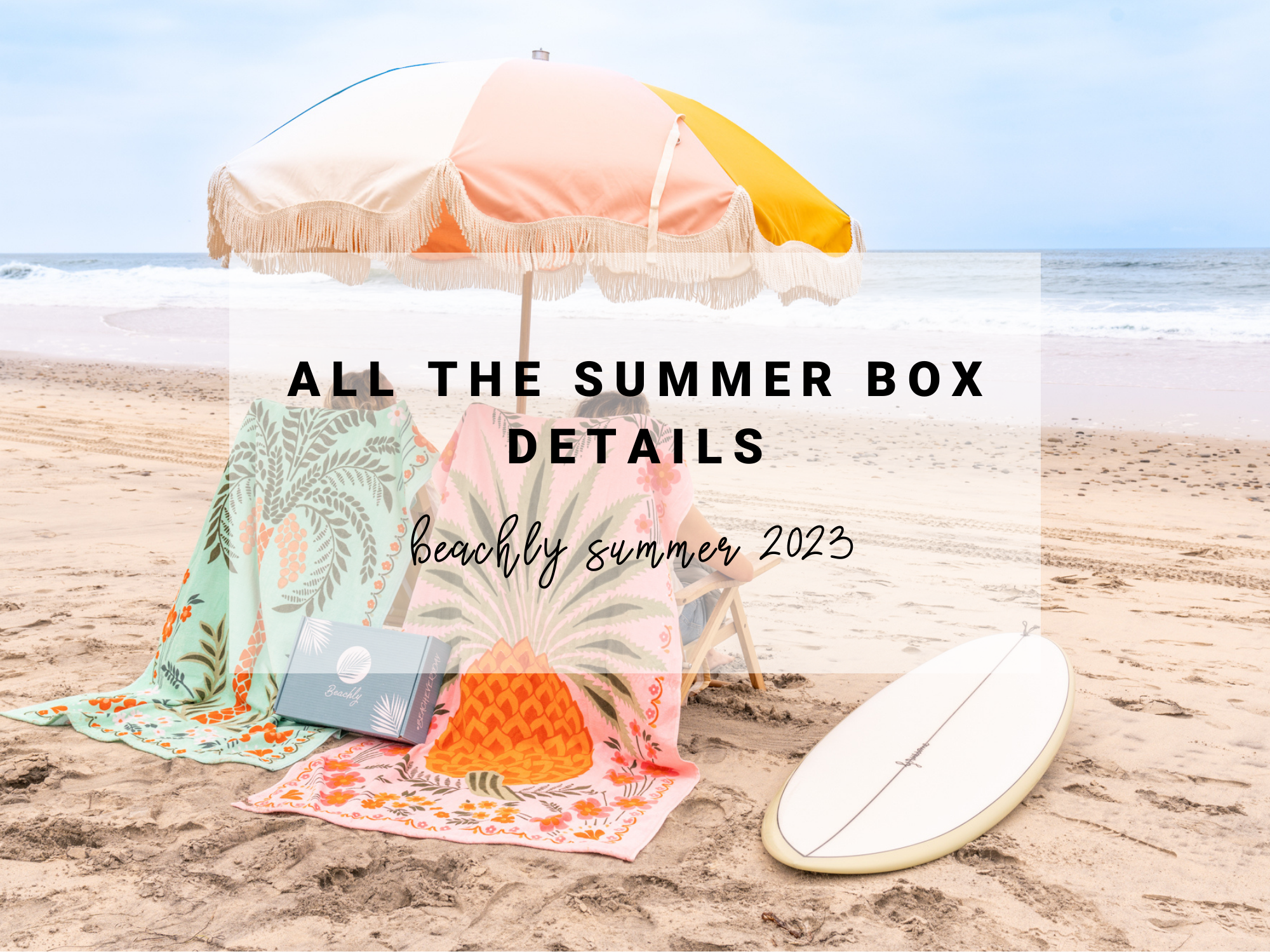 Bright Summer Beachly Towels on Sand with bright colorful Umbrella