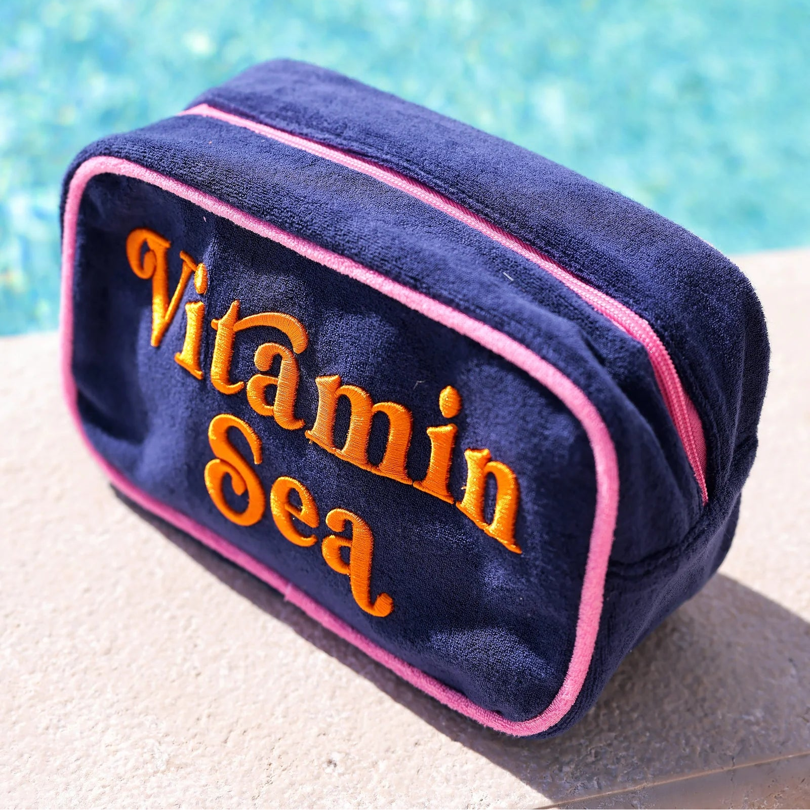 Shiraleah - Cabana "Vitamin Sea" Medium Zip Pouch - Navy (Add-On)