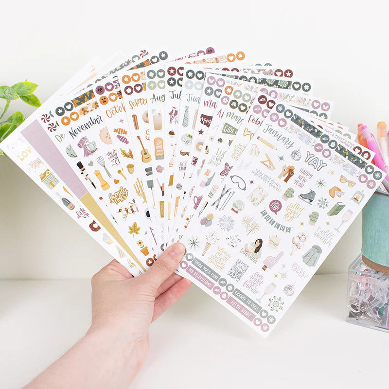 Bloom - Planner Sticker Value Pack, Monthly Celebrations, Cool Tones