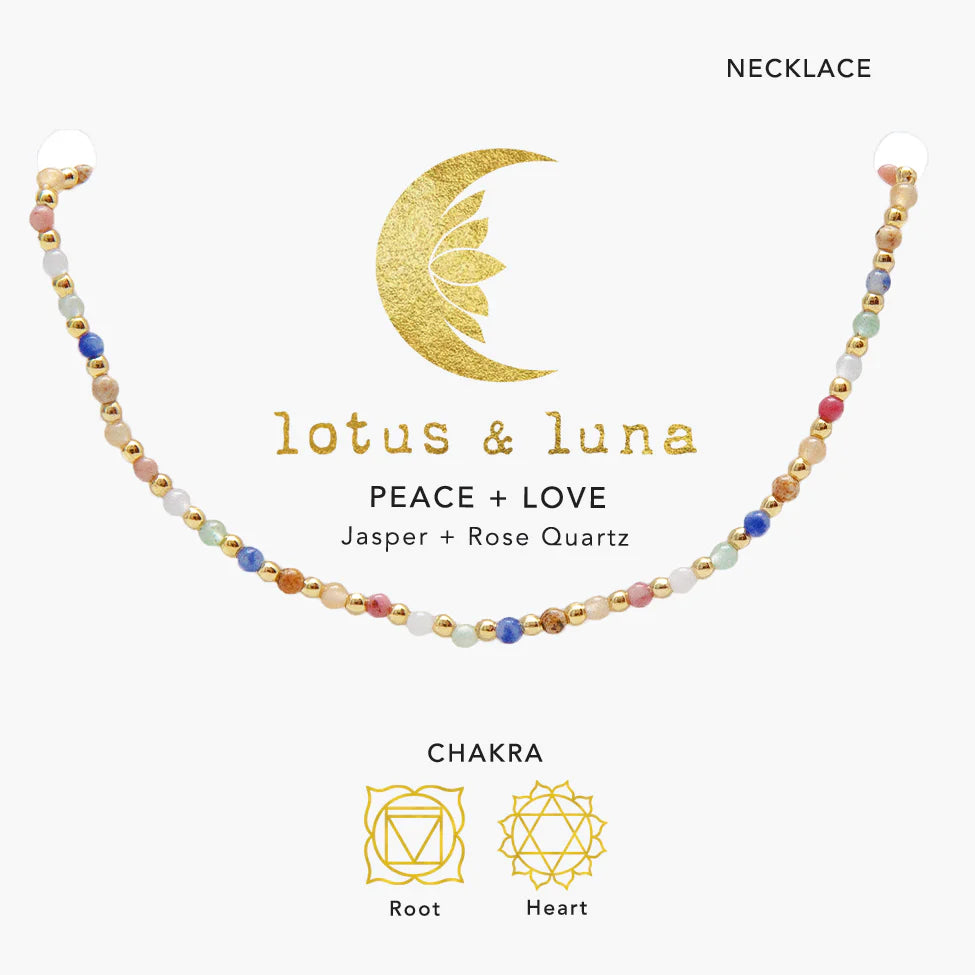 Lotus & Luna - Peace + Love 2mm Metal Accent Healing Necklace (Add-On)