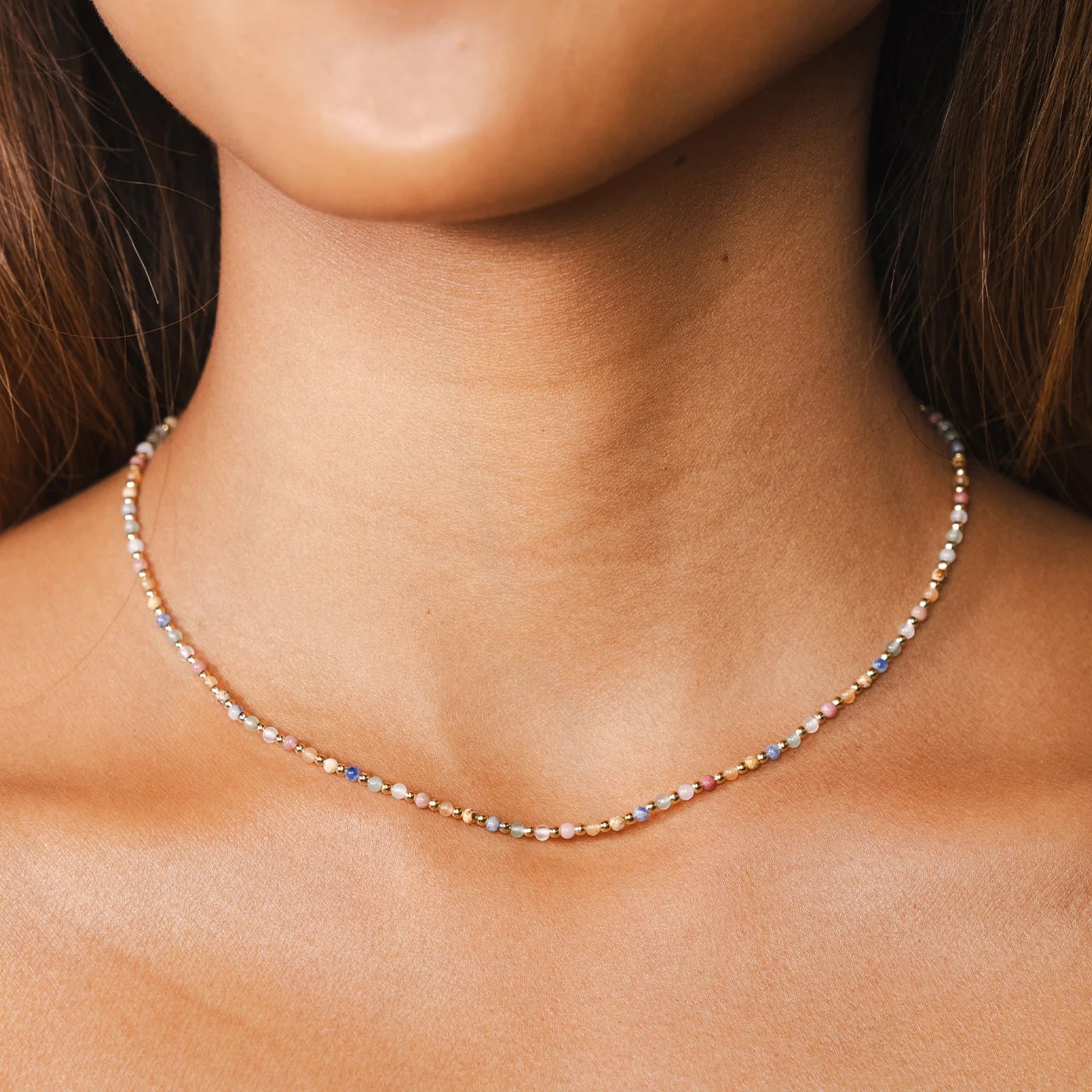 Lotus & Luna - Peace + Love 2mm Metal Accent Healing Necklace (Add-On)