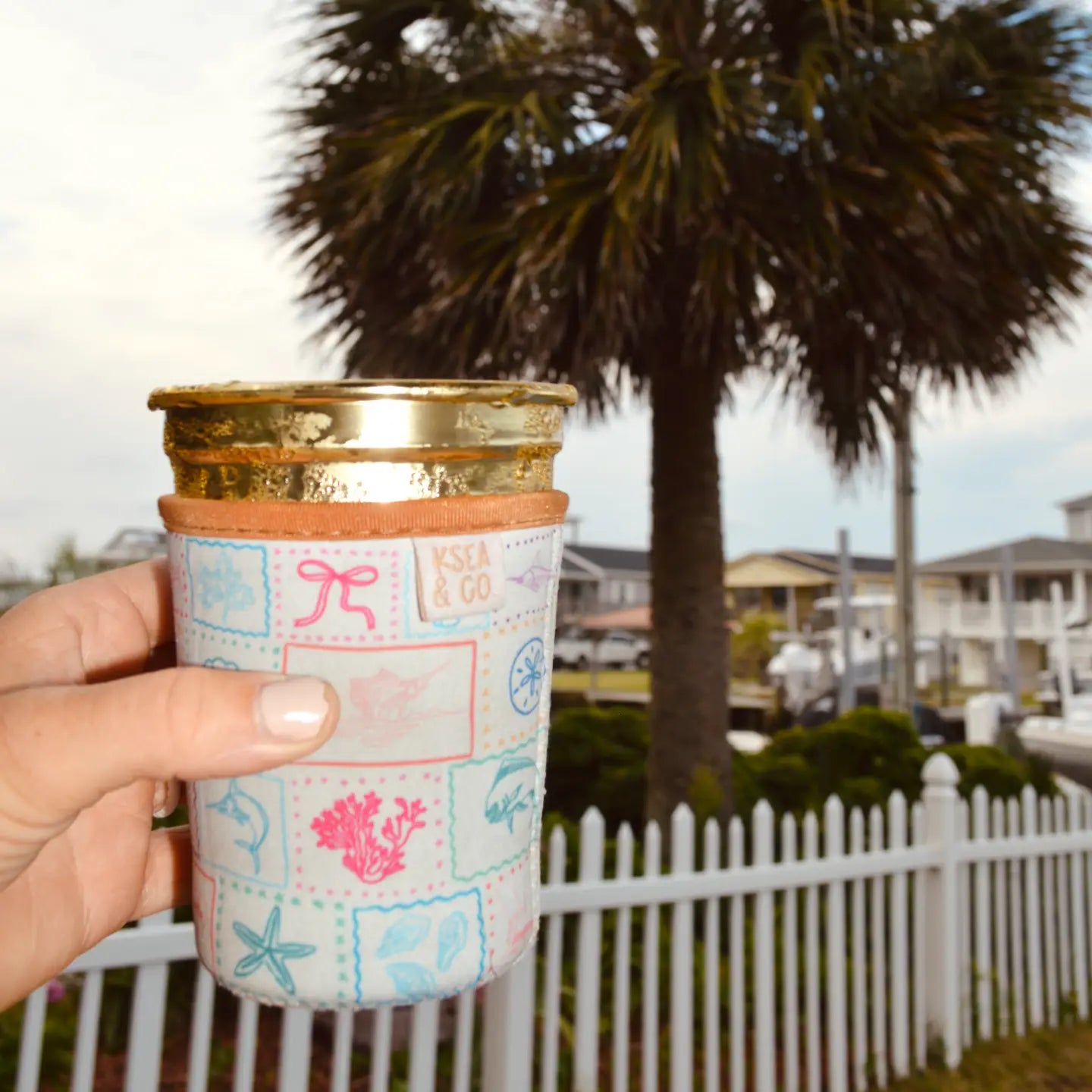 Ksea & Co - Coastal Chic Iced Coffee Drink Sleeve - Small