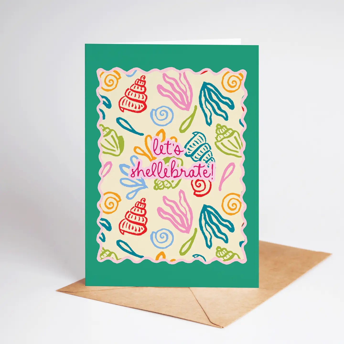 The Shelley Society - Let's Shellebrate! Seashell Beach Coastal Greeting Card