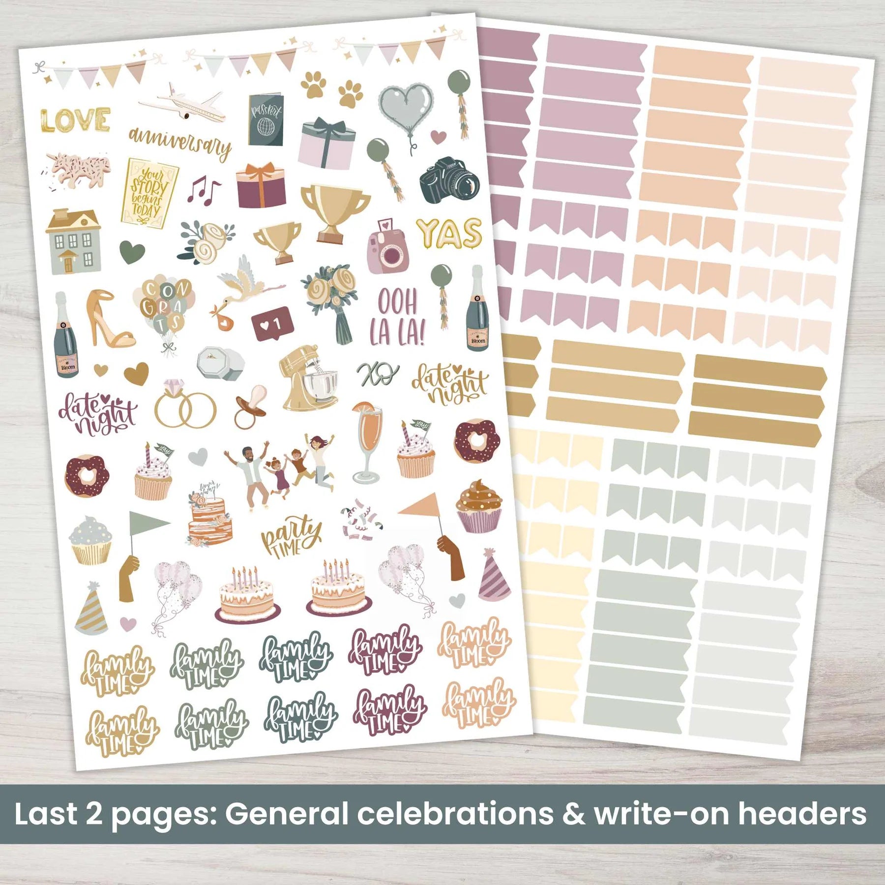 Bloom - Planner Sticker Value Pack, Monthly Celebrations, Cool Tones