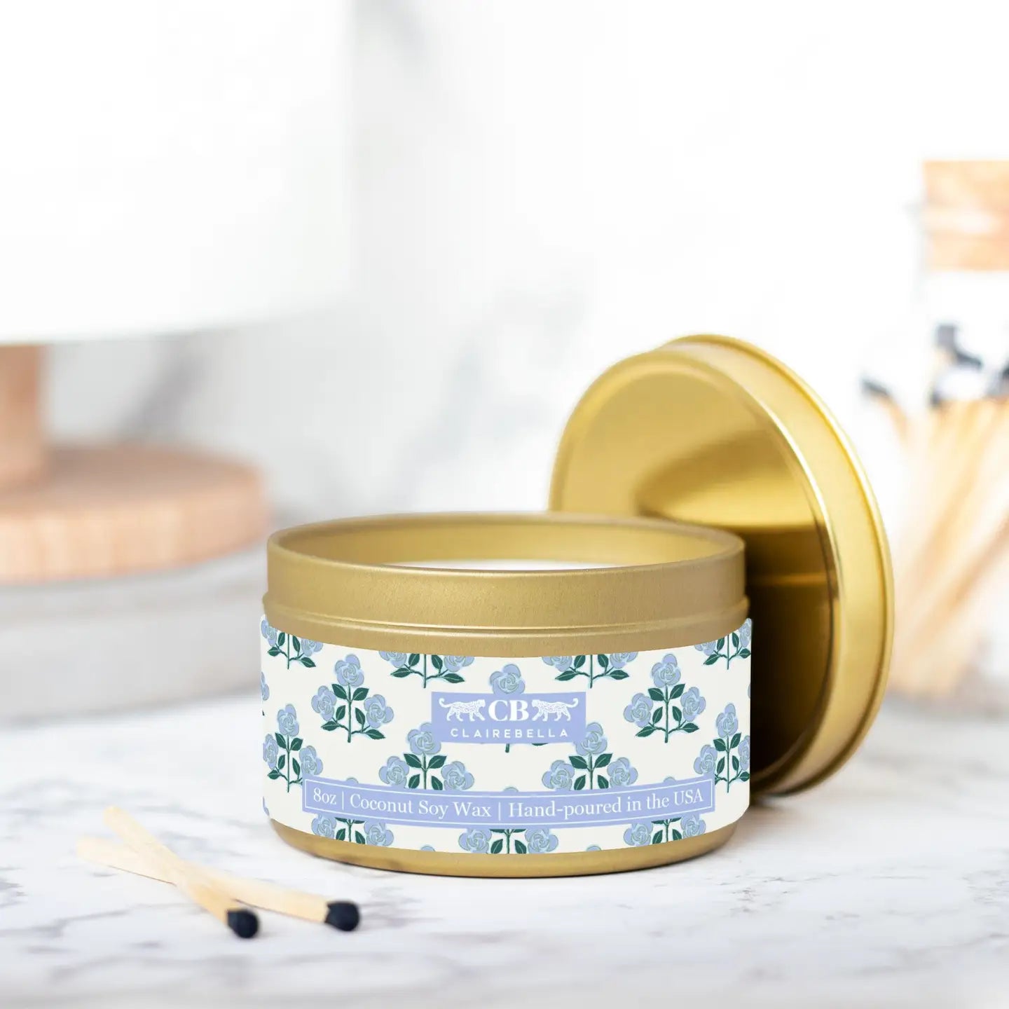 Clairebella - Betsy Blue Candle | Ocean Breeze Scent | Tin Candle