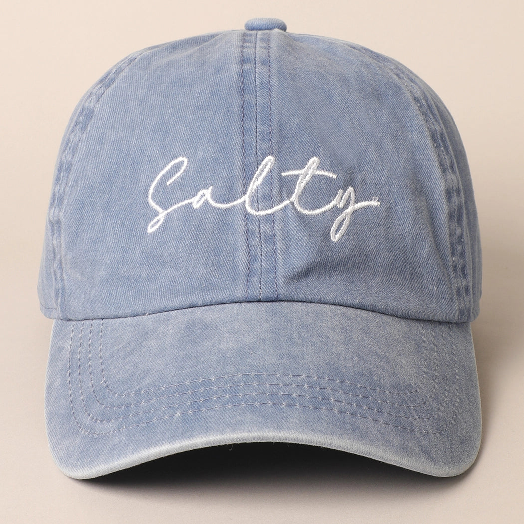 Salty Embroidered Baseball Cap - Denim Blue