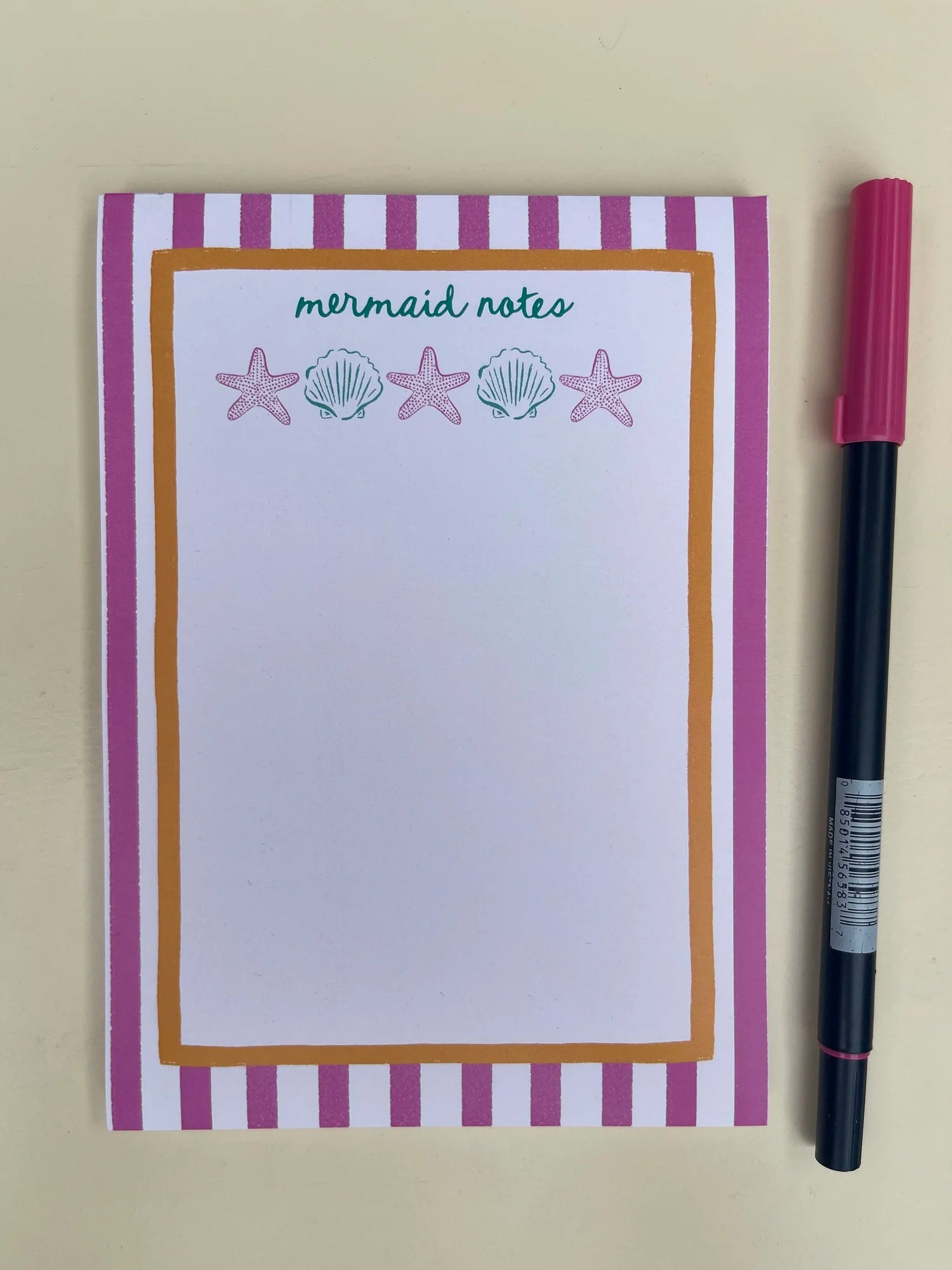 The Shelley Society - Mermaid Notes Seashell & Starfish Beach Coastal Notepad 5x7