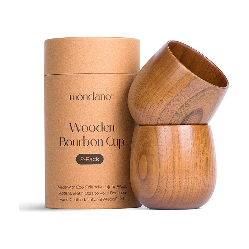 Mondano - Wooden Bourbon Drinking Cups (2 Pack)