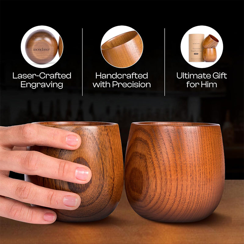 Mondano - Wooden Bourbon Drinking Cups (2 Pack)