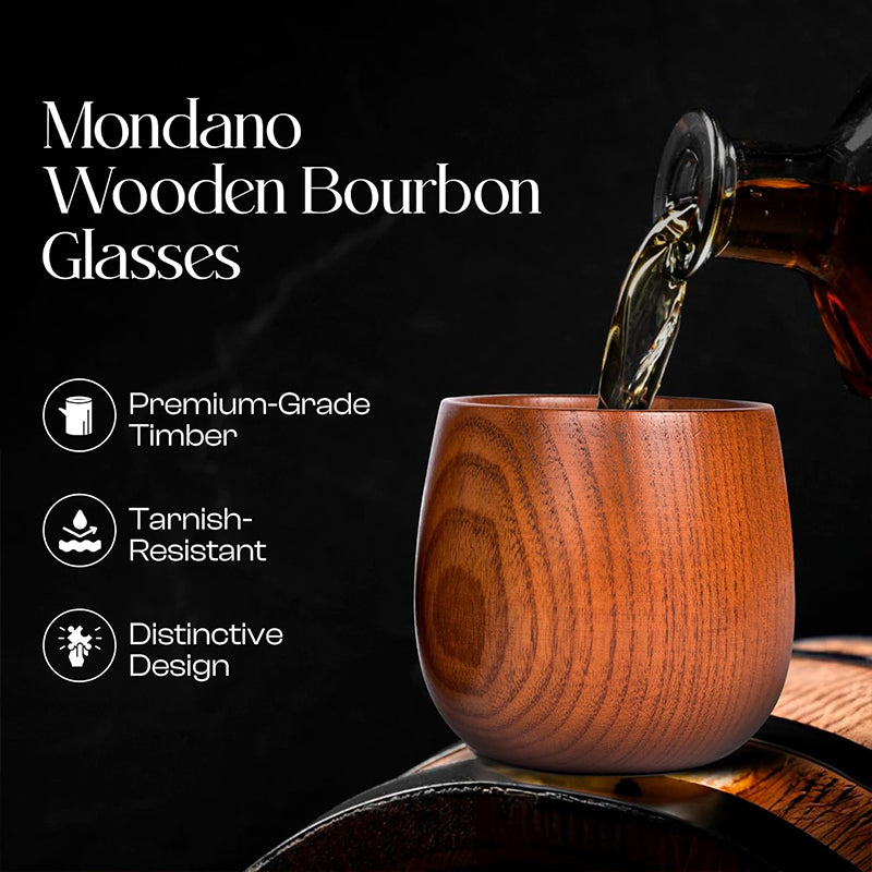 Mondano - Wooden Bourbon Drinking Cups (2 Pack)
