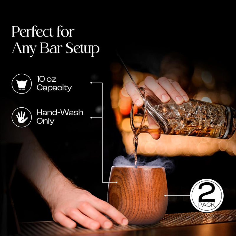Mondano - Wooden Bourbon Drinking Cups (2 Pack)