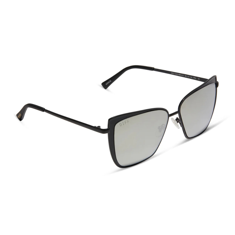 Diff Eyewear - Grace Sunglasses - Matte Black Grey Mirror