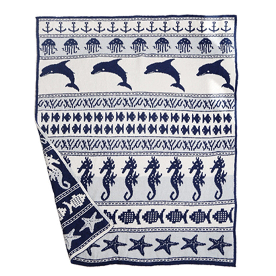 Ocean Theme Pattern Soft Cozy Throw Blanket