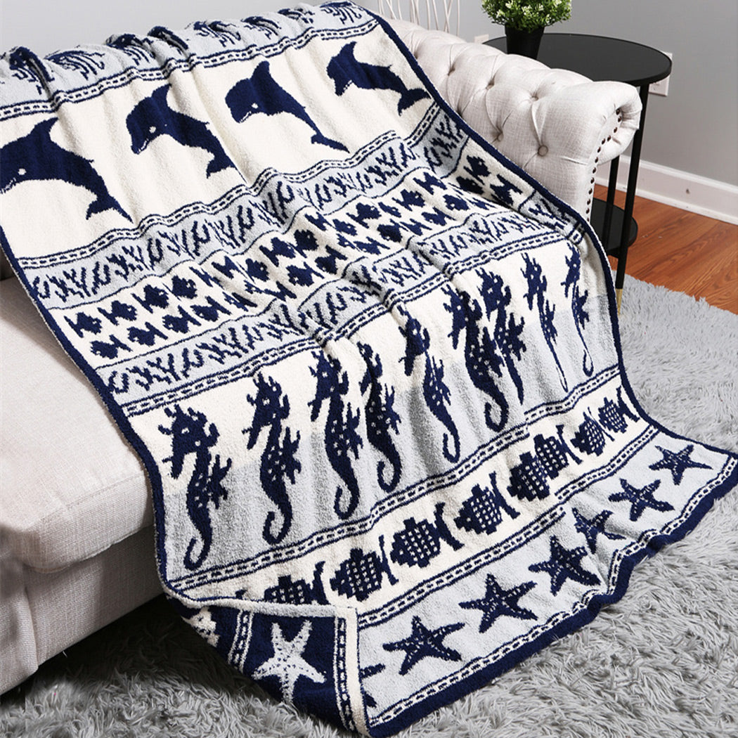 Ocean Theme Pattern Soft Cozy Throw Blanket
