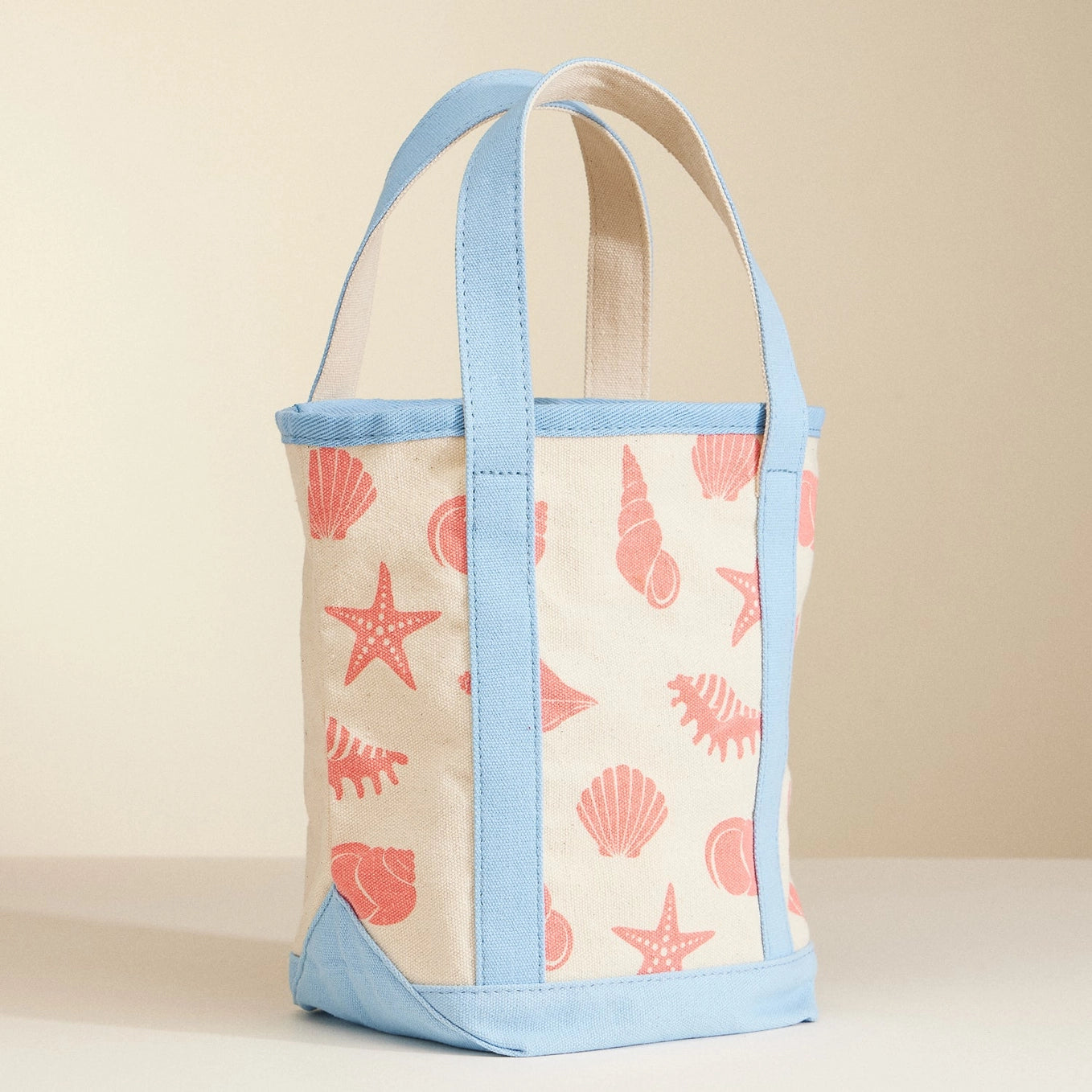 Canvas Tote Bag with Seashell Print