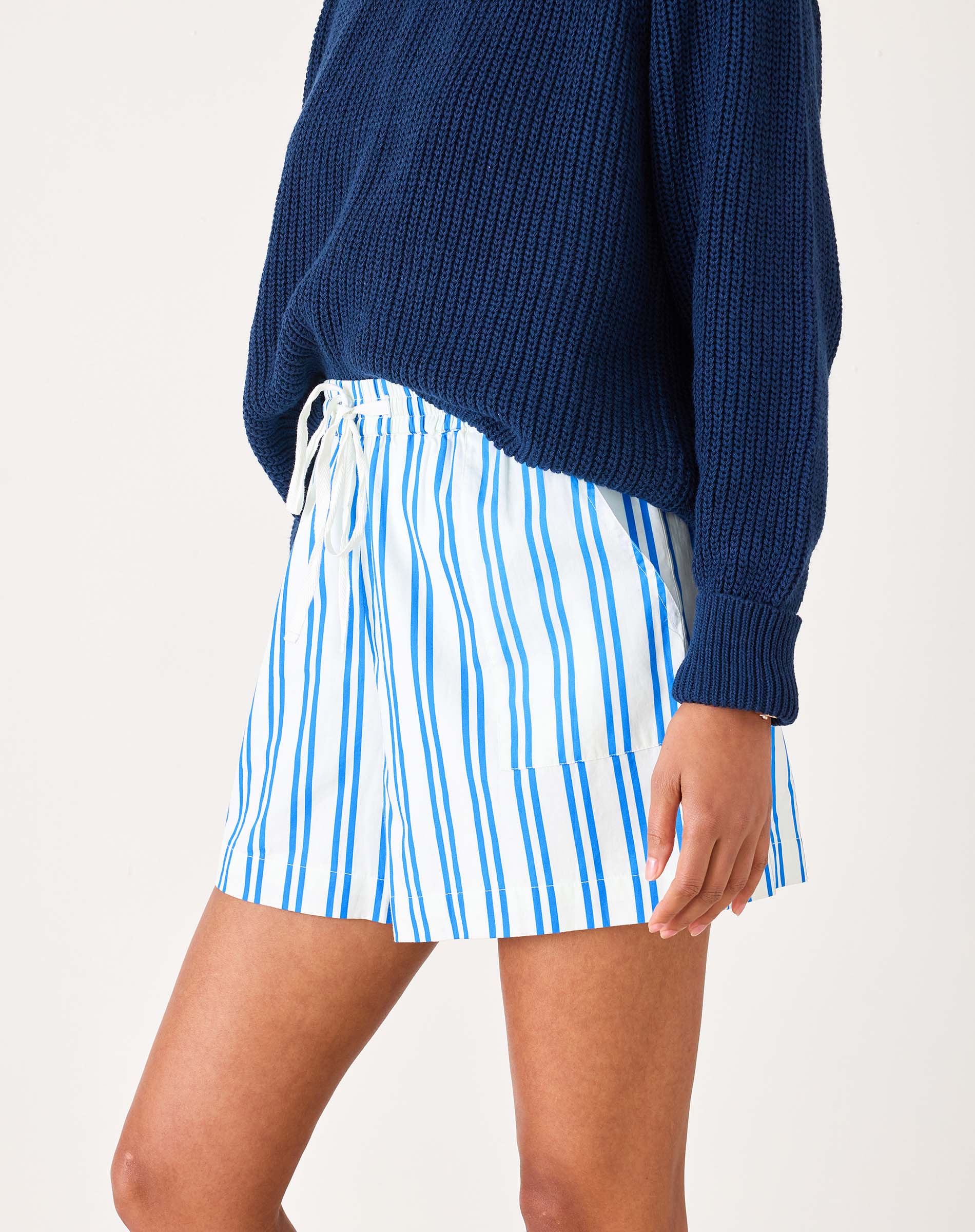 MerSea - Porto Poplin Drawstring Short - Comporta Blue Stripe