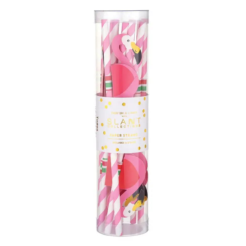 Slant Collections - Paper Straw - Flamingo - 12ct