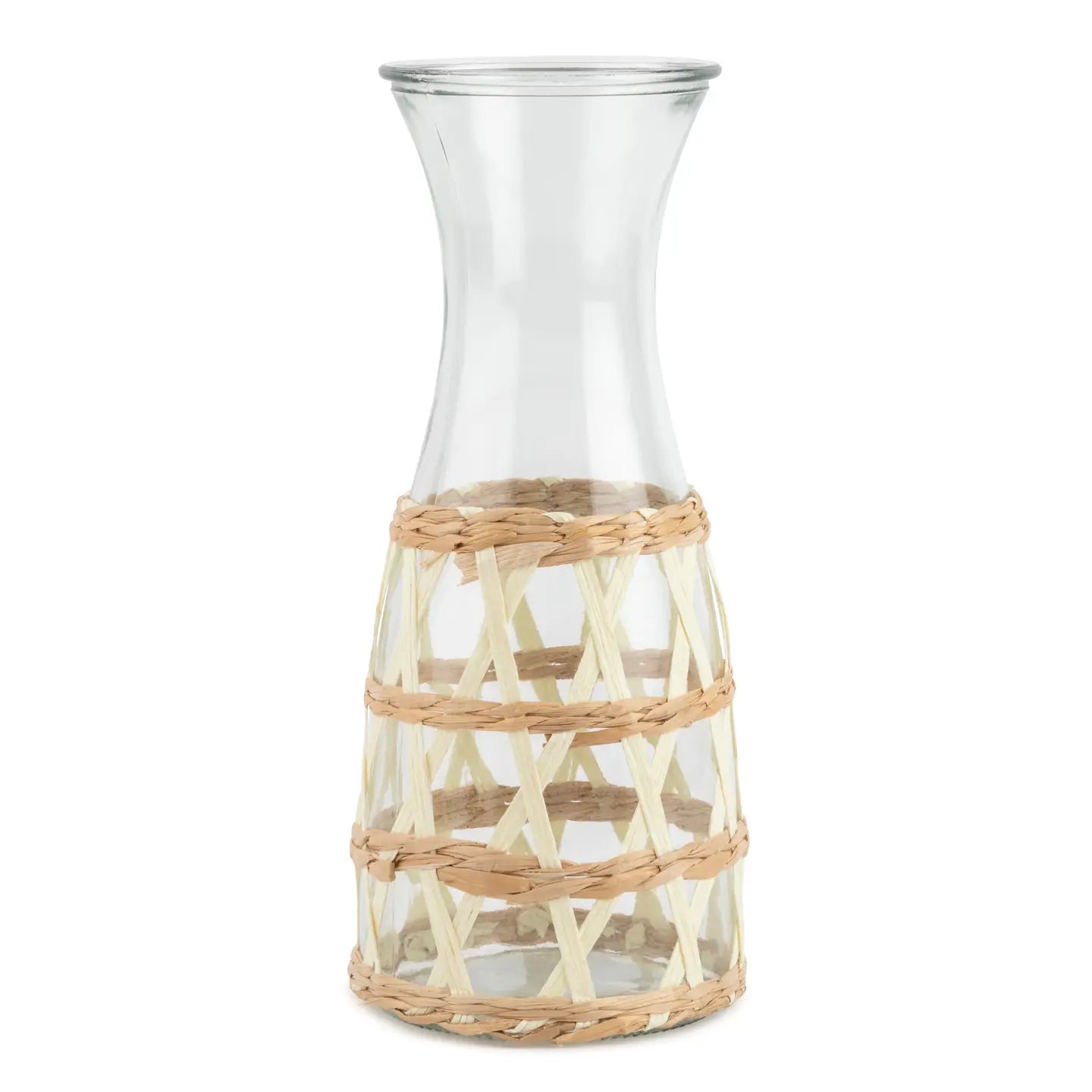 3pc Straw Rattan Pitcher and Glasses Set