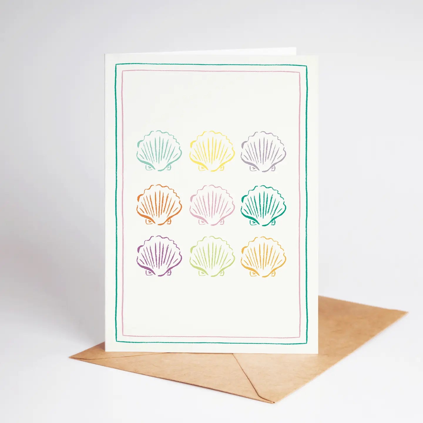 The Shelley Society - Seashell Square Colorful Beach Coastal Greeting Card