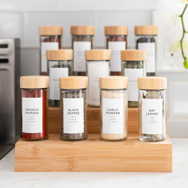 Savvy & Sorted - 146 White Preprinted Minimalist Spice Jar Labels