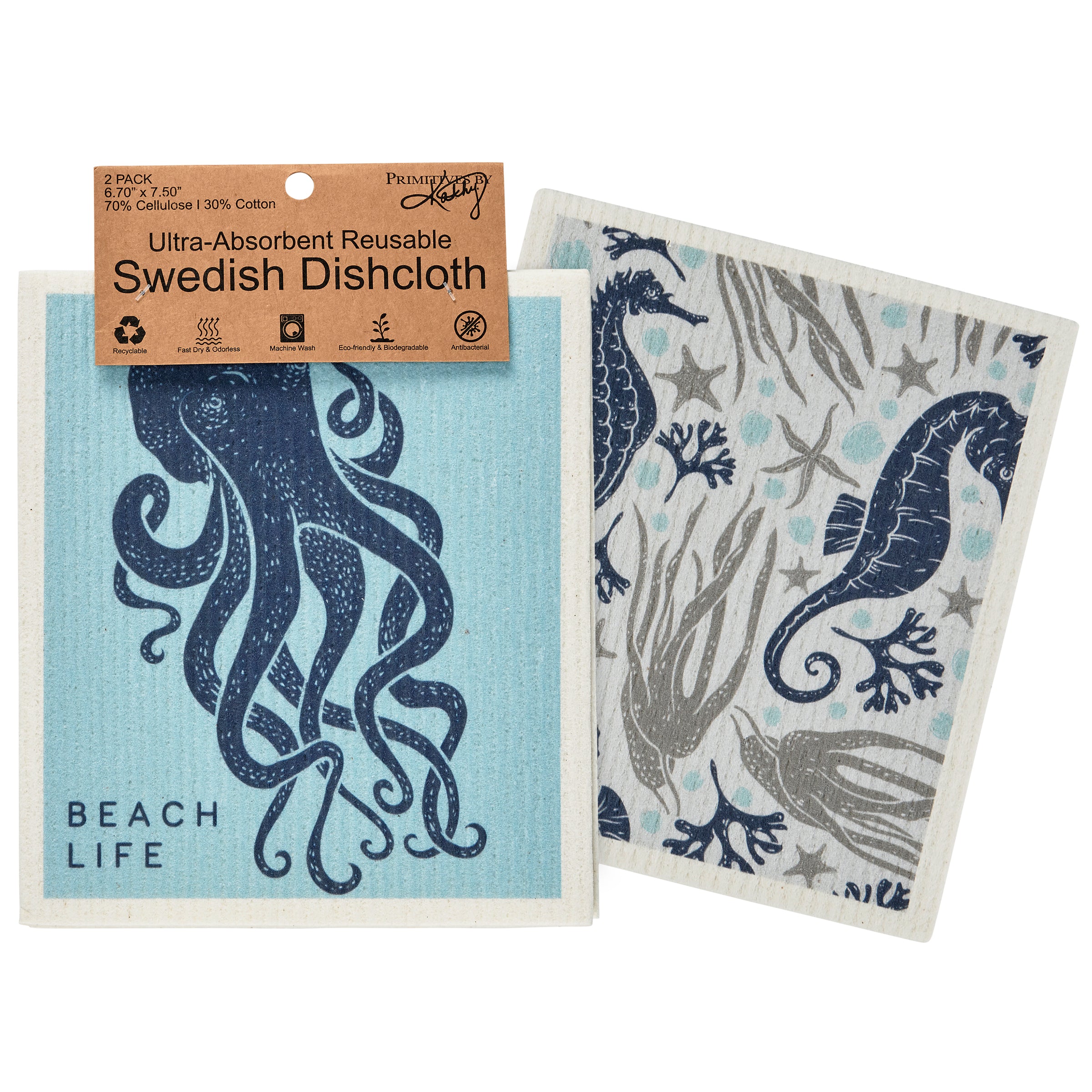 Sea Creatures Swedish Dishcloth Set (Add-On)