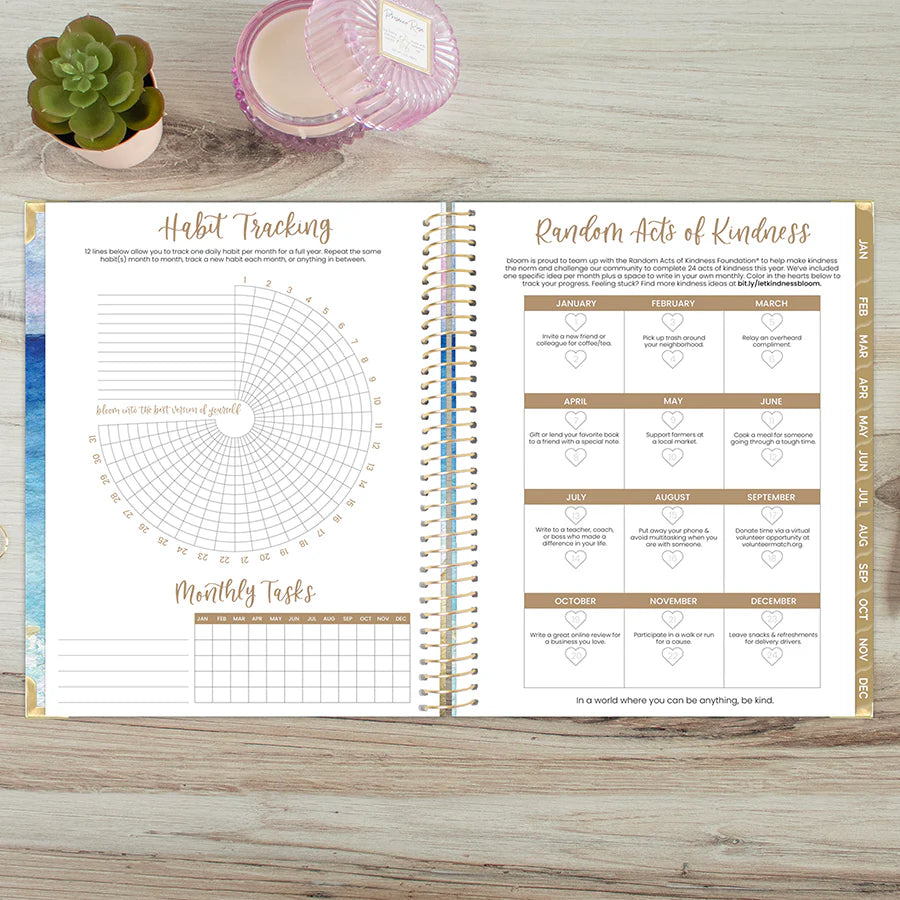 Bloom - 2026 Hard Cover Planner, 8.5" x 11", Coastal Calm