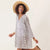 RockFlowerPaper - Palm Leaves Grey Blu Cotton Pintuck Beach Cover Up (Add-On)