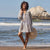 RockFlowerPaper - Palm Leaves Grey Blu Cotton Pintuck Beach Cover Up (Add-On)