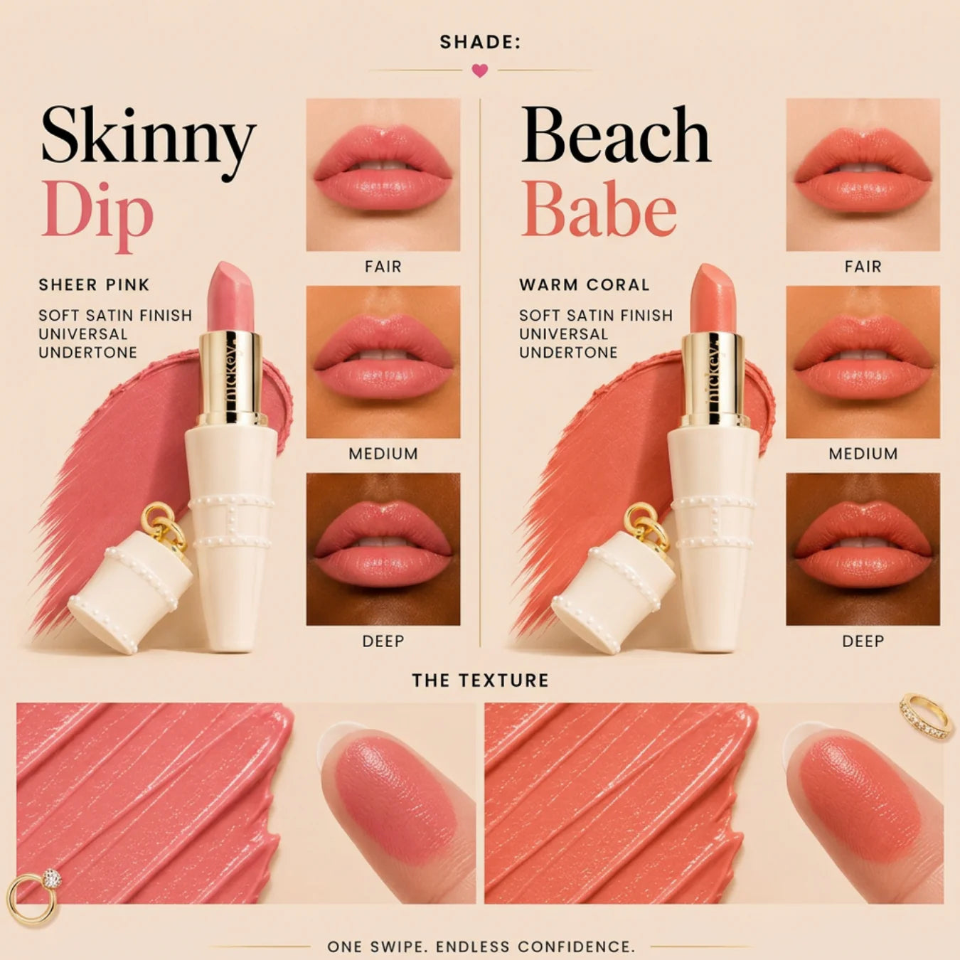 Hickey Lipstick - Limited Edition Skinny Dip & Beach Babe Duo | Refillable Lipstick Case