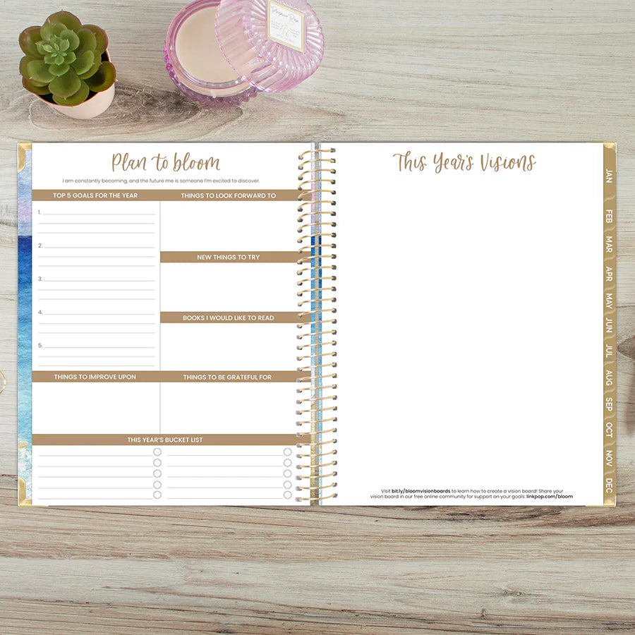 Bloom - 2026 Hard Cover Planner, 8.5" x 11", Coastal Calm