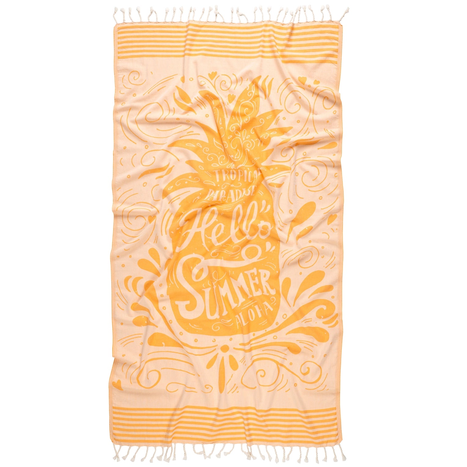 Kikoya - Hello Summer Turkish Cotton Beach Towels 35x70 in Pool Fouta - Mustard (Add-On)
