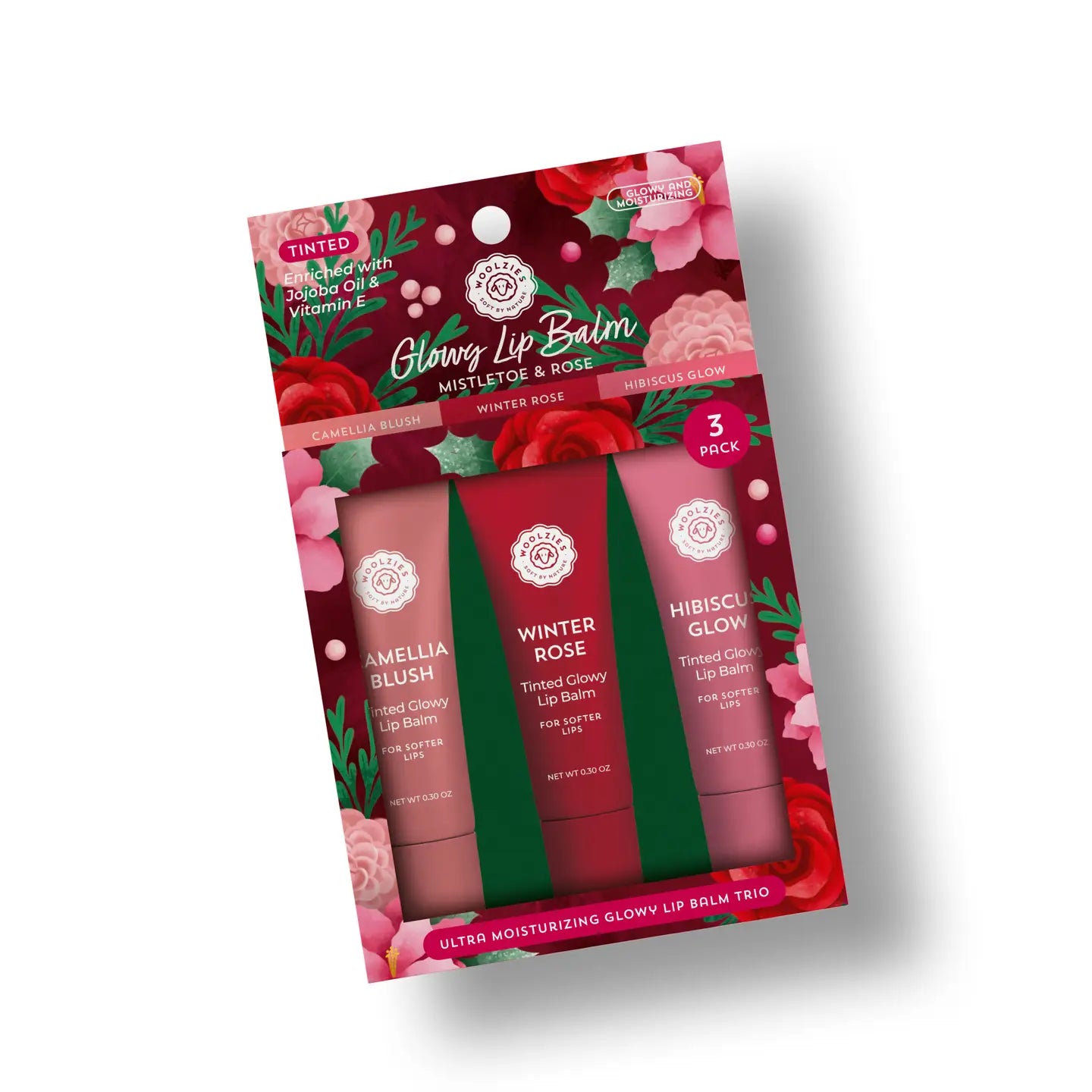 Woolzies - Mistletoe & Rose Glowy Lip Balm Trio