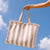 Caribbean Joe - The Frayed Striped Canvas Tote - Natural Combo