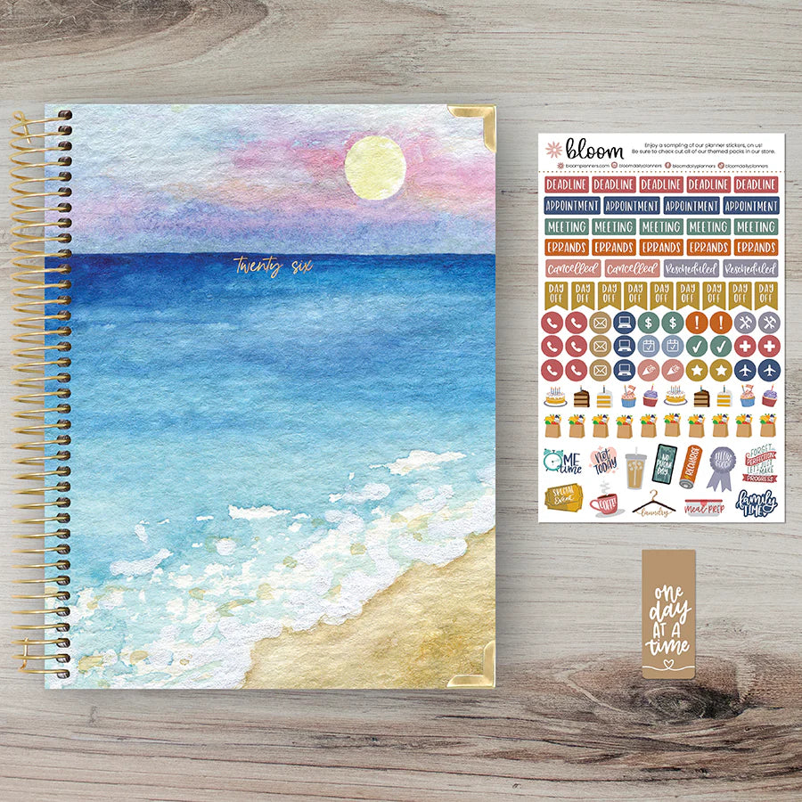 Bloom - 2026 Hard Cover Planner, 8.5" x 11", Coastal Calm