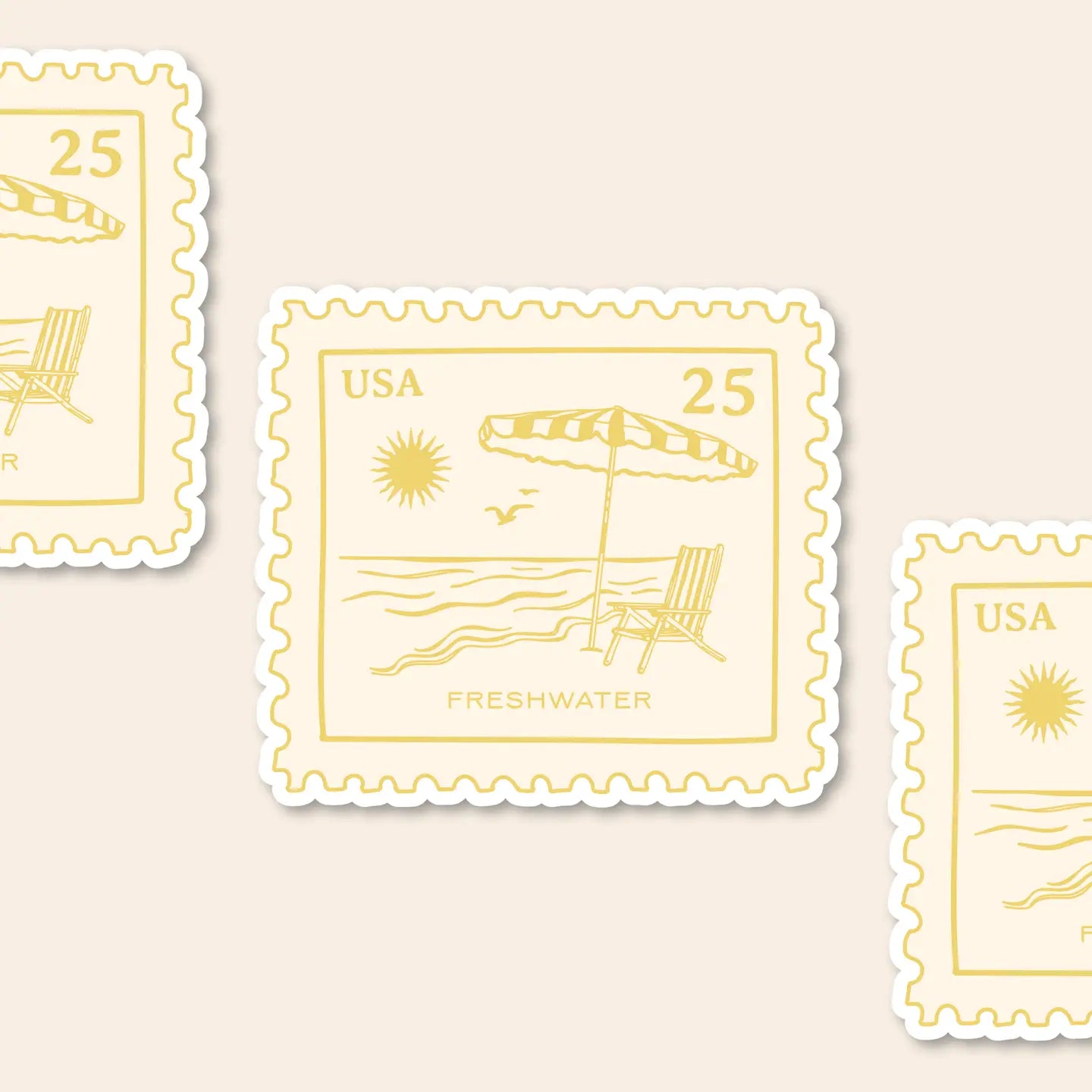 Freshwater Curated Goods - Sunny Beach Postage Stamp Vinyl Sticker (Add-On)