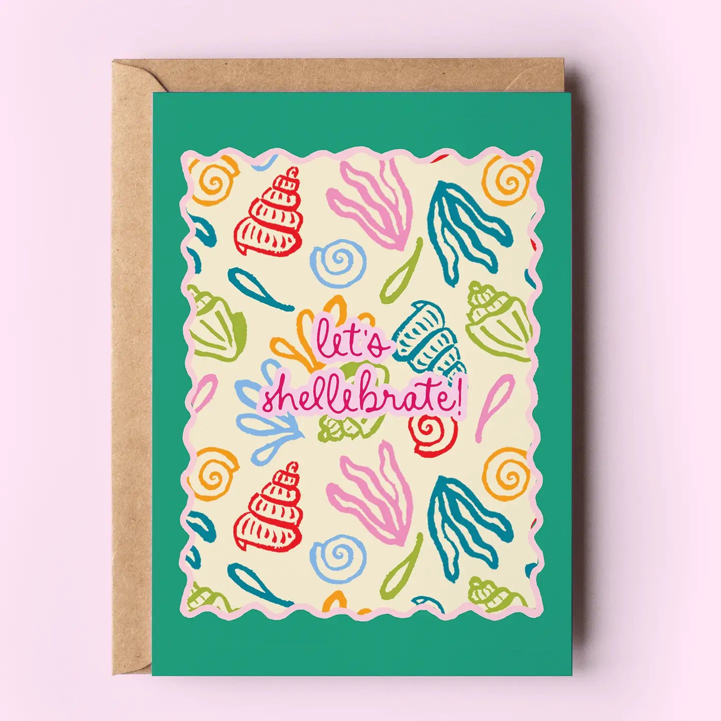 The Shelley Society - Let's Shellebrate! Seashell Beach Coastal Greeting Card