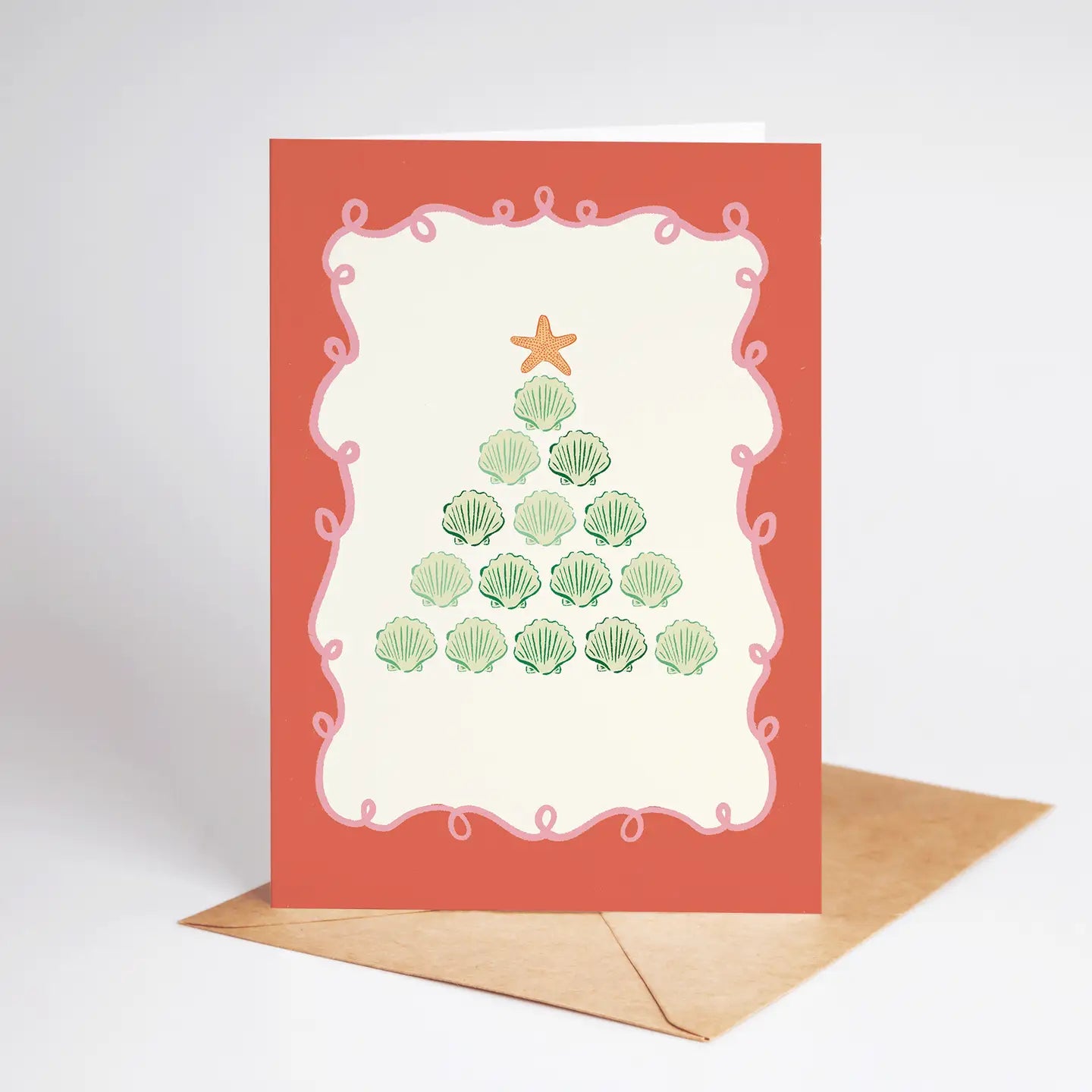 The Shelley Society - Seashell Christmas Tree Beach Coastal Holiday Greeting Card
