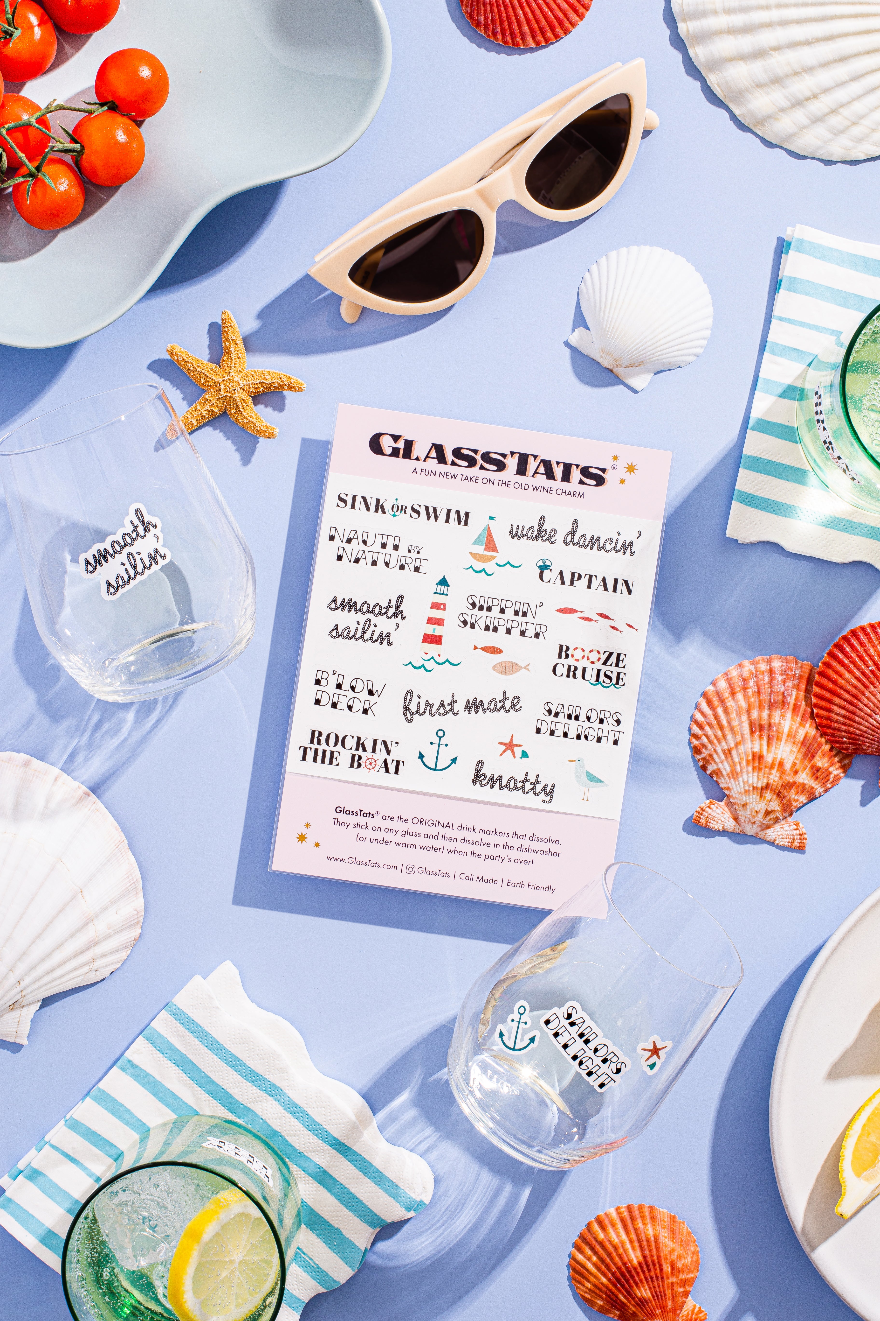 GlassTats - Bundle of 3 Beachy Drink Markers (Add-On)