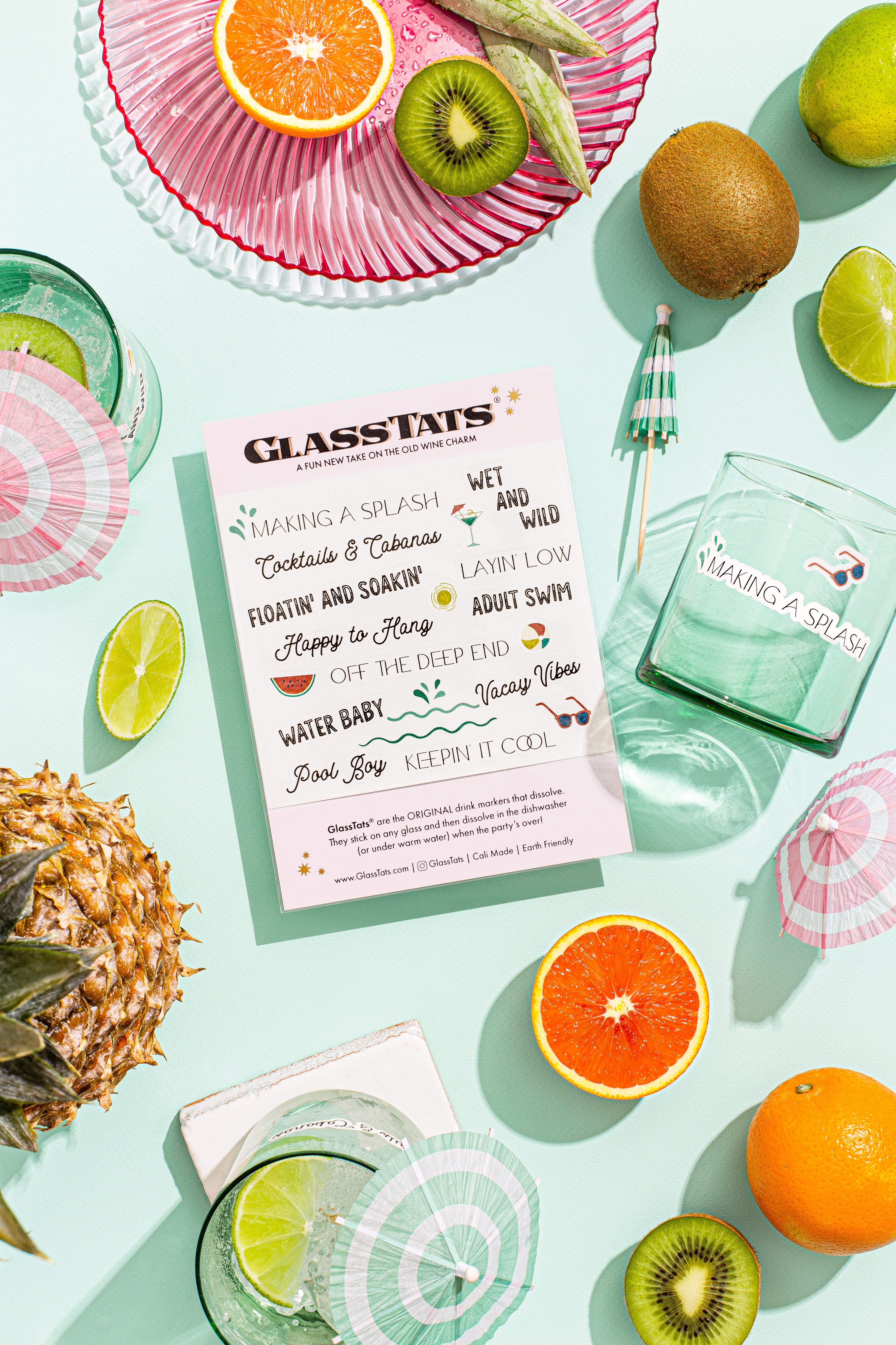 GlassTats - Bundle of 3 Beachy Drink Markers (Add-On)