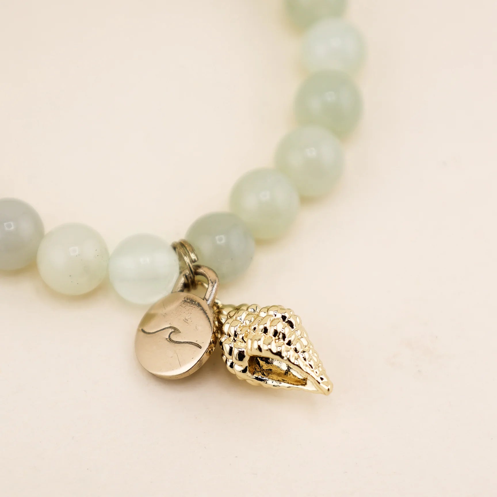 Freshwater Curated Goods - Conch Shell Charm Bracelet in Natural Jade (Add-On)