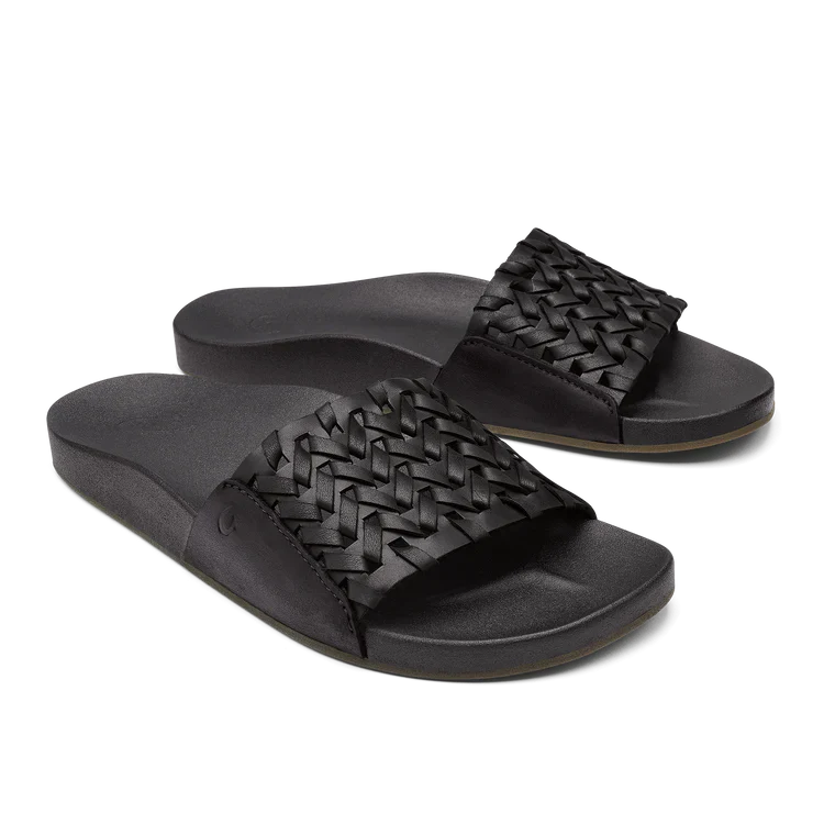 Olukai - Kāmola Women’s Woven Slide Sandals - Black