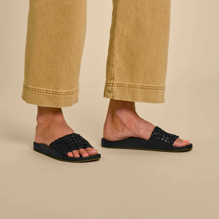 Olukai - Kāmola Women’s Woven Slide Sandals - Black (Add-On)