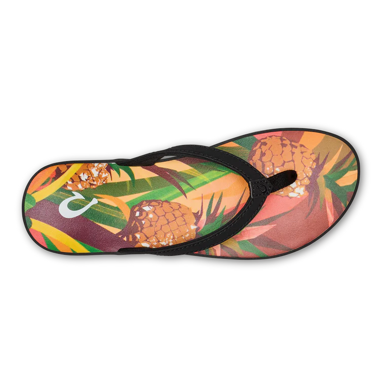 Olukai - Puawe Women’s Cushioned Beach Sandals - Black/Pineapple (Add-On)