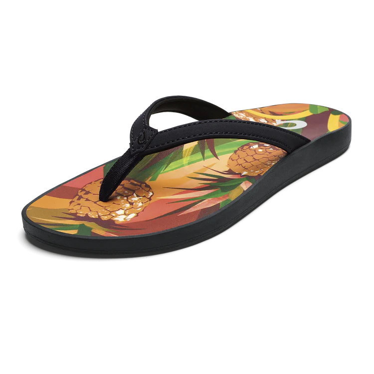 Olukai - Puawe Women’s Cushioned Beach Sandals - Black/Pineapple (Add-On)