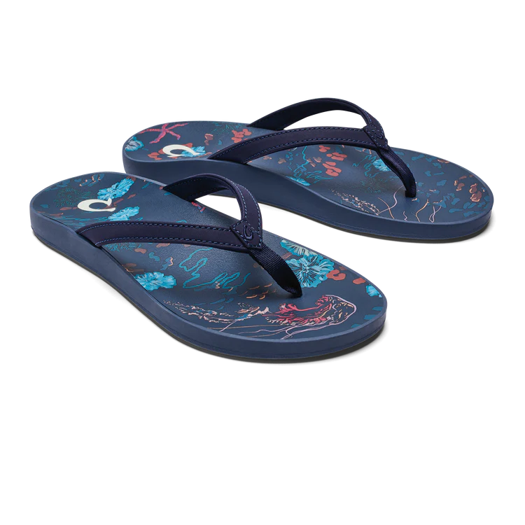 Olukai - Puawe Women’s Cushioned Beach Sandals - Midnight Navy / Barrier Reef (Add-On)