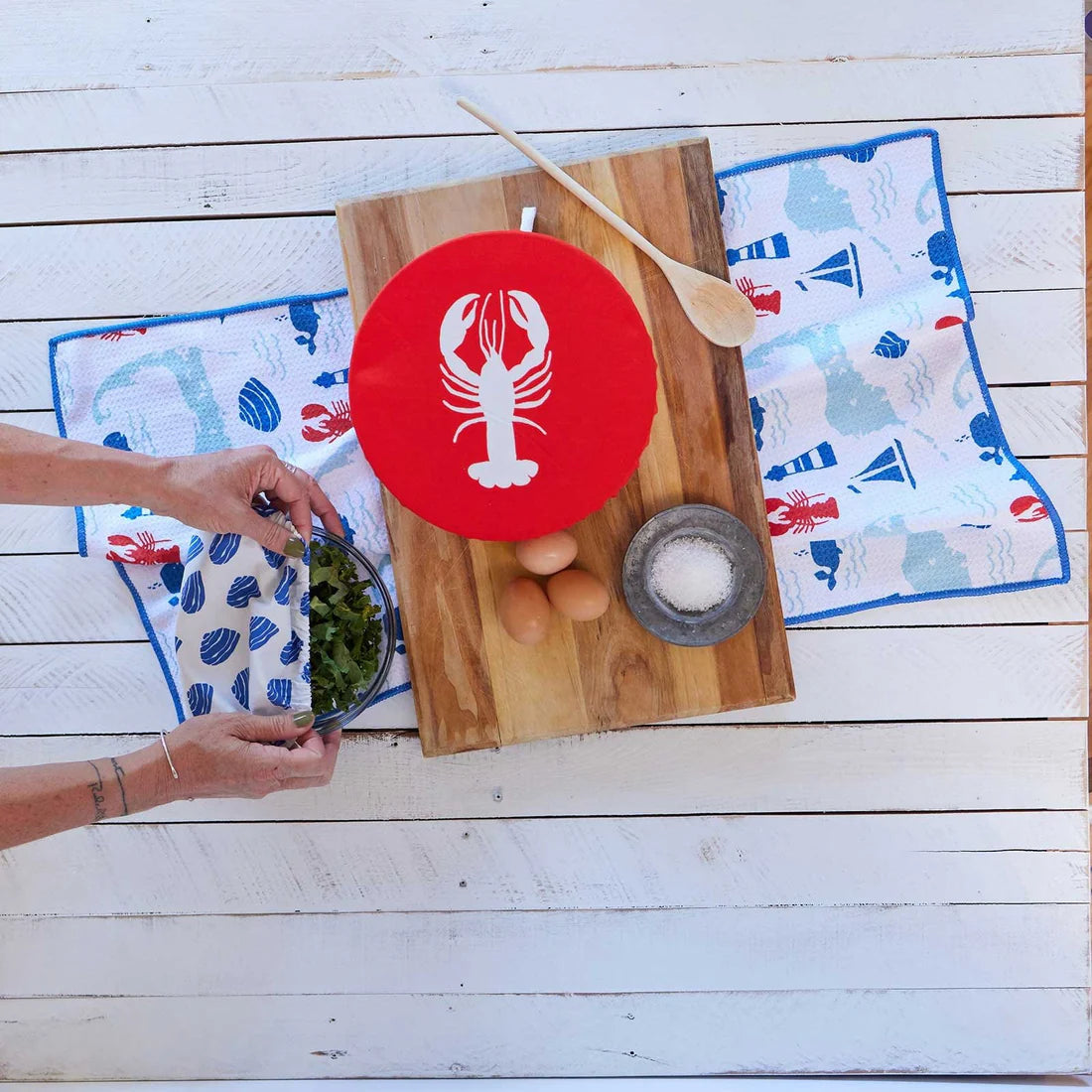 RockFlowerPaper - Coastal Blu Kitchen Food Storage Covers - Set of 3 (Add-On)