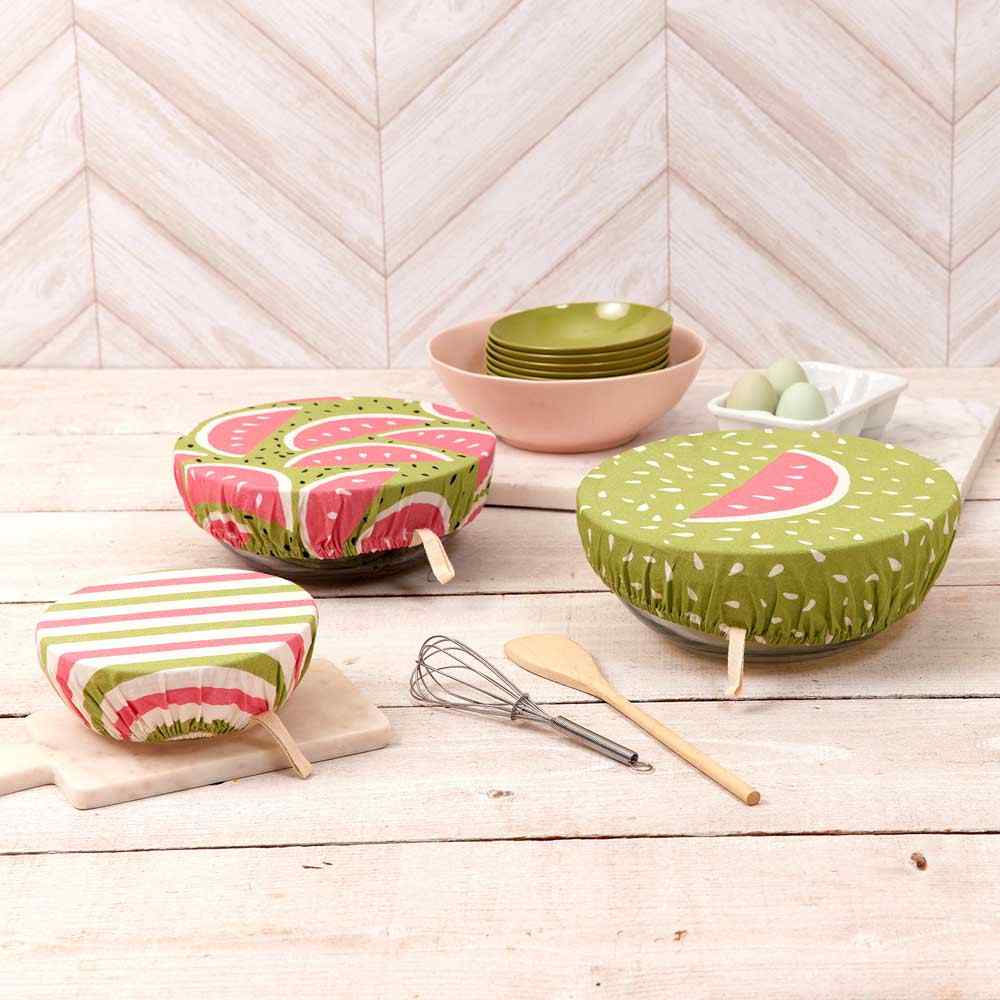 RockFlowerPaper - Watermelon Party Blu Kitchen Food Storage Covers (Set of 3) (Add-On)