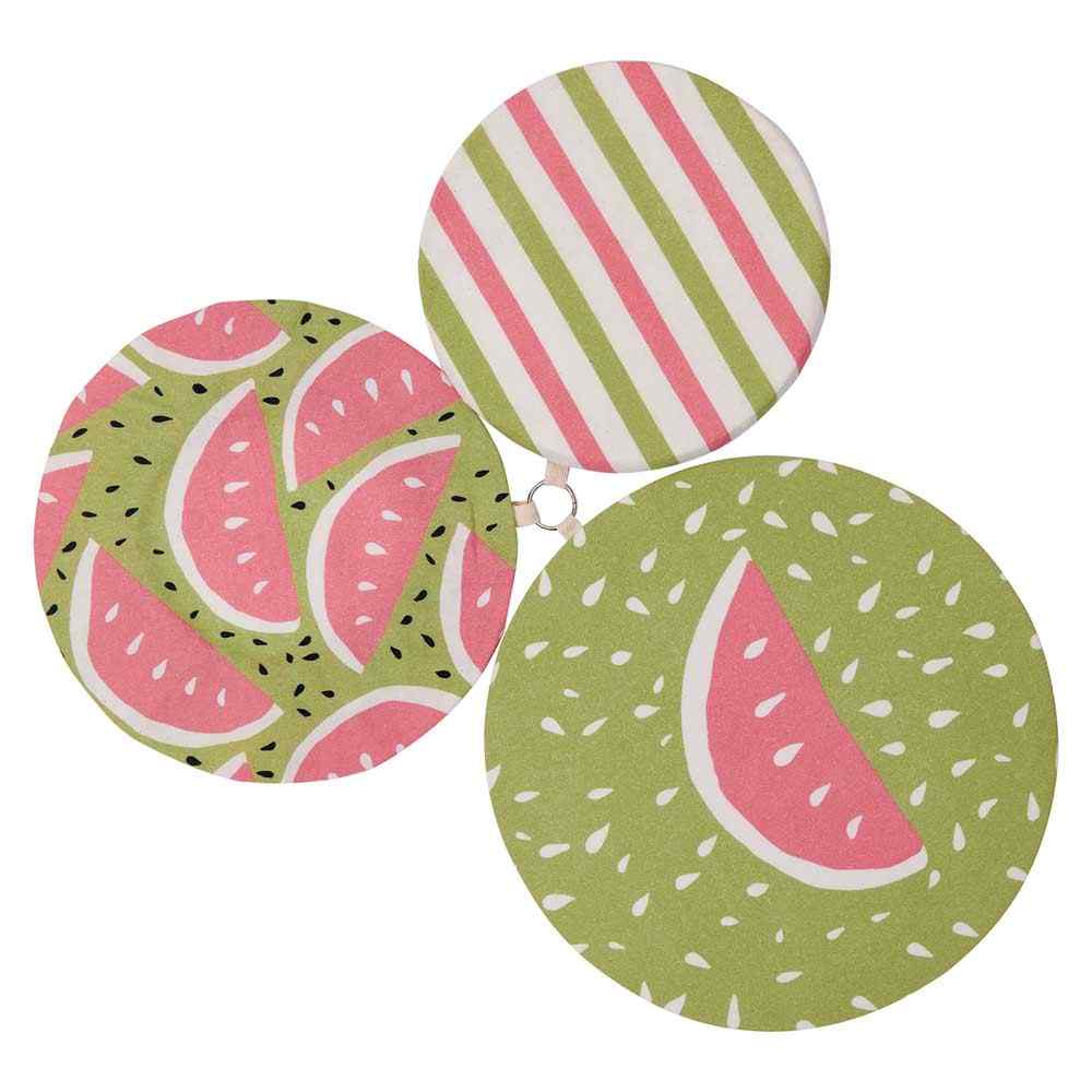 RockFlowerPaper - Watermelon Party Blu Kitchen Food Storage Covers (Set of 3)