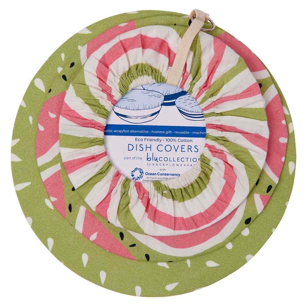 RockFlowerPaper - Watermelon Party Blu Kitchen Food Storage Covers (Set of 3)