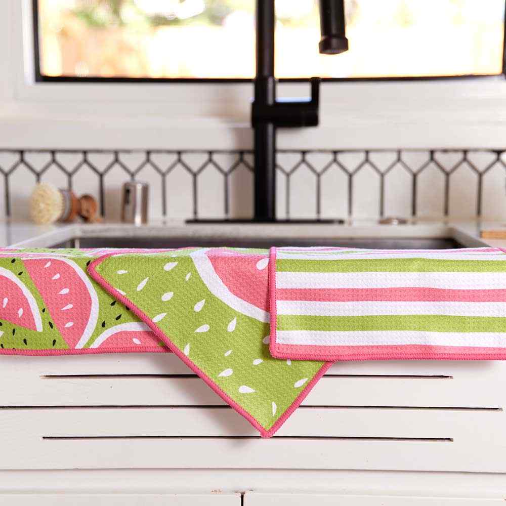 RockFlowerPaper - Watermelon Blu Kitchen Dish Cloths (Set of 3) (Add-On)